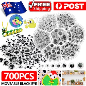 700x Google Googly Eyes Joggle Moveable Black Eye Wiggly Craft Stick On Adhesive - Picture 1 of 10