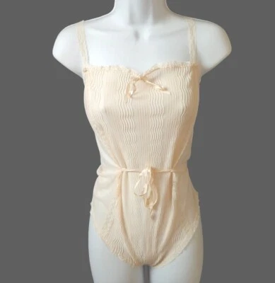 Lencería coqueta 1150 rara de colección olga años 80 peluche transparente talla M melocotón crema encaje Foto 1 de 4