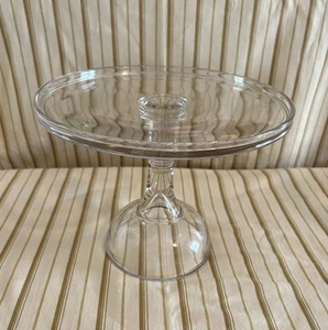 Vintage clear pressed glass pedestal desert stand - Picture 1 of 3