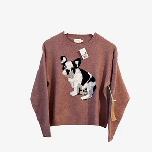 Maglione Dreamers by Debut Dry Goods nuovo con etichetta Bulldog francese rosa donna piccolo - Foto 1 di 7