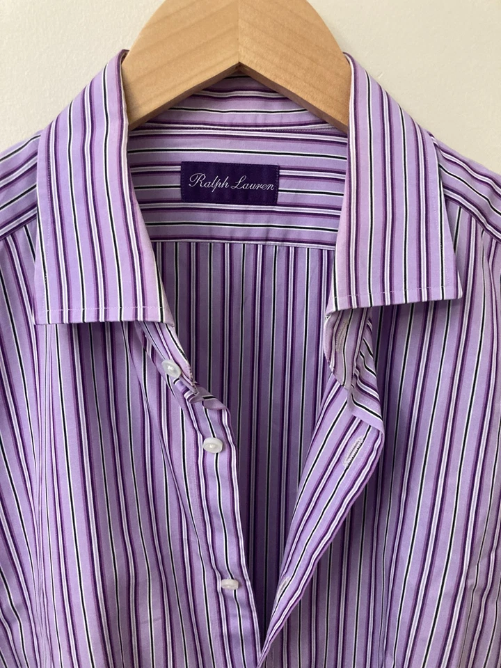 Camisa de vestir Ralph Lauren etiqueta púrpura púrpura puños franceses 44/17,5 en muy buen estado Foto 1 de 4