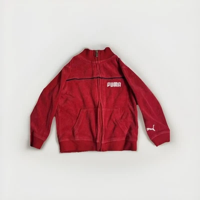 PUMA 学步儿童 2T 红色黑色全拉链田径夹克运动衫运动外套 — 第 1/4 张图片