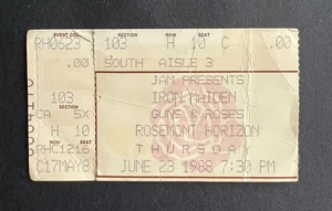 1988 Guns N' Roses & Iron Maiden Concert Ticket Stub 6/23/88 Rosemont Horizon IL - Picture 1 of 2