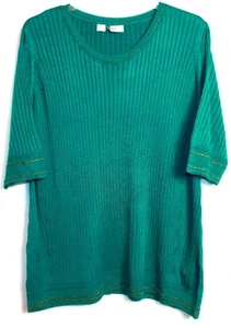 NEW PER UNA πΊ GREEN VISCOSE BLEND SHAPED HEM STRETCH TOP - TUNIC πΊ SIZE 20 * - Picture 1 of 3
