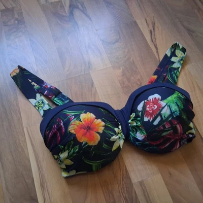 SHEEGO by Joe Browns Bikini-Oberteil dunkelblau-bunt 42 C vorgeformte Cups - Bild 1 von 3