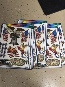 Vintage Liberty And Justice For All Stickers Lot Of 17 Resusable Clings To Glass - Picture 1 of 10