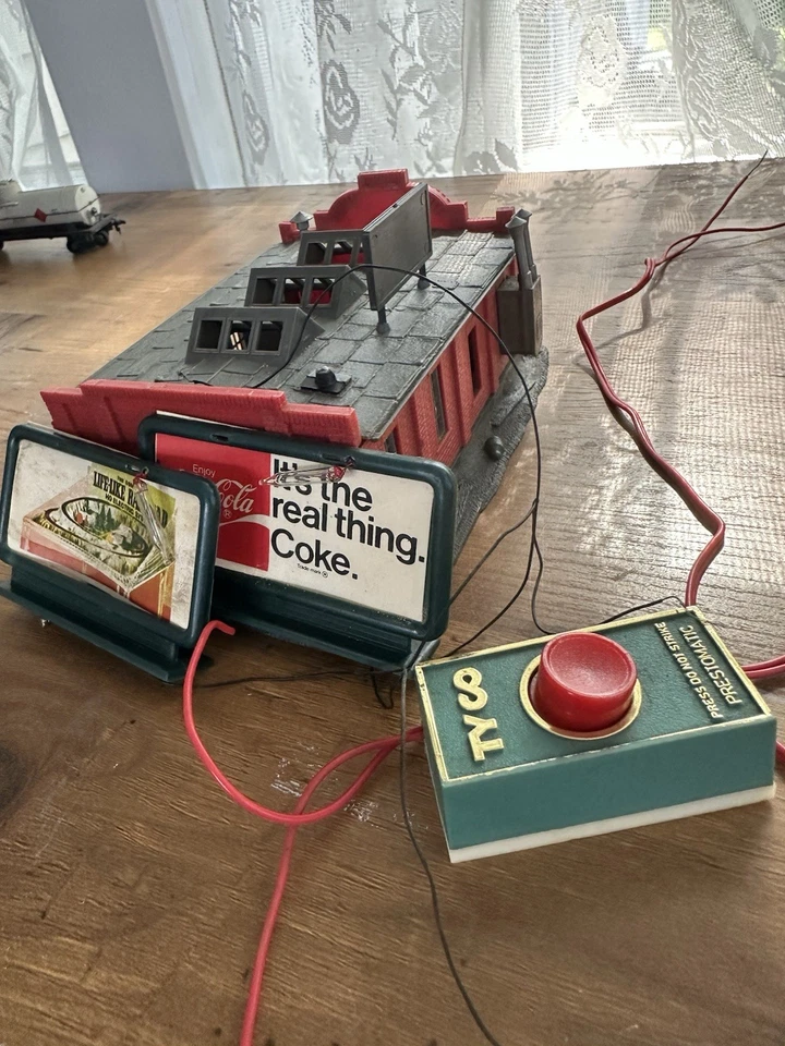 Lot W/Tyco HO-Scale Train Station, 2 Light Up Signs, Power Button Not Tested - Image 1 of 4