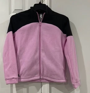NWT Adidas Youth Girls Colorblock Fleece Golf Jacket Pink Black Medium - Picture 1 of 5