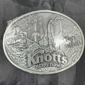 Knotts Berry Farm Vintage Belt Buckle, Train Stagecoach Horse Roller Coaster NoS - Picture 1 of 18