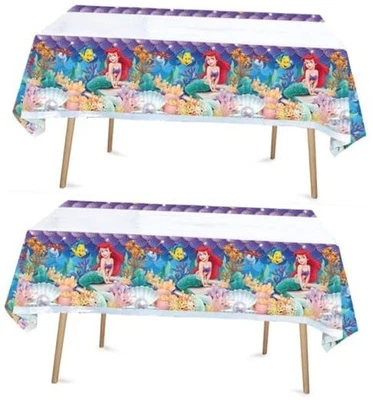 Little Mermaid Tablecloth, 2pcs Rectangular Plastic Table Cover, 70'' x 42'',  - Image 1 of 4