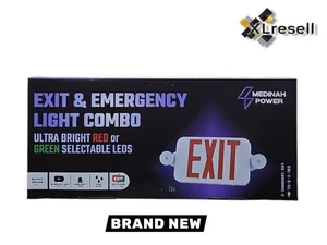 MEDINAH POWER LED Exit Sign Combo Bi-Color mit 2 Lampen 90Min Backup weiß - Bild 1 von 11