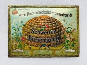Blechschild Schweizer Bienen Honig - 36x27cm - um 1930 - kein Emailschild - Bild 1 von 6