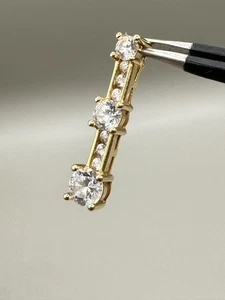 14k 585 Plumb Yellow Gold Large Graduating CZ Drop Pendant Fine Estate Jewelry - Picture 1 of 12