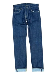 Levi's Selvedge Skinny Selvedge Dark Blue Jeans 31x34 Dark Brown Leather Patch - Picture 1 of 10
