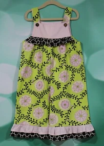 Girls Size 5 Green Pink Floral Ruffled One Piece Short Outfit - Picture 1 of 6