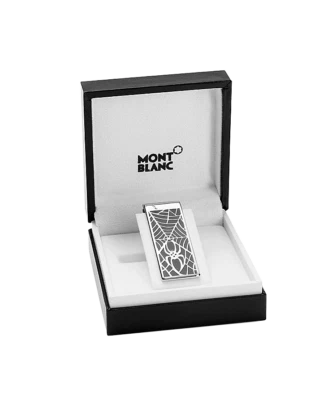 MONTBLANC 114709 STEEL LAQUER SPIDER & WEB MONEY CLIP NEW BOX GERMANY - Image 1 of 3