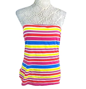 New Look Multicolour Stripe Strapless Blouse Summer Top Women’s UK Size 16 - Picture 1 of 7