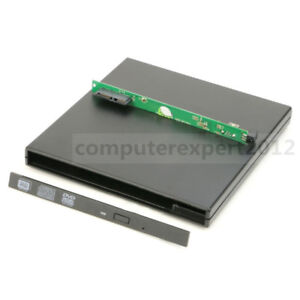 USB 2.0 Super Slim External Enclosure Case for 9.5mm SATA CD DVD RW Burner Drive