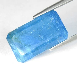 12.62Cts Classic Natural Neon Blue Apatite 18.5x10.8x6.5mm Emerald Cut Gemstone - Picture 1 of 4