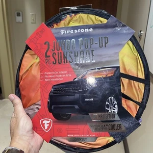 Sunshade Automobile Car Jumbo Foldable Firestone SUNSET 28”x72” 2 Pc NEW - Picture 1 of 7
