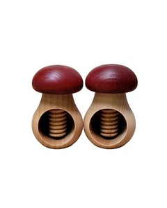 5x SCHIACCIANOCI IN LEGNO DI FAGGIO NATURALE, MOLTO SOLIDO, FUNGO, VIOLA - Foto 1 di 11