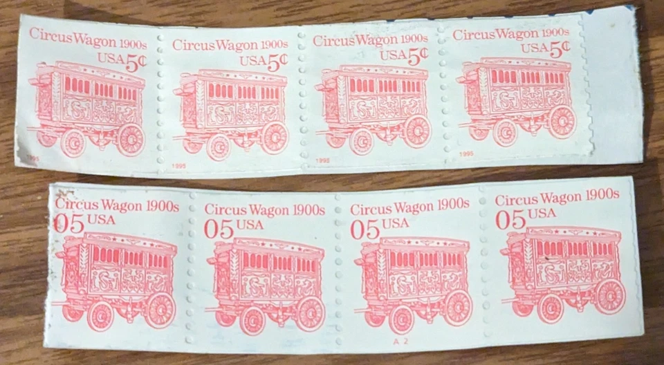 Estampilla postal de vagón de circo de 8 a 5 centavos de Estados Unidos Foto 1 de 1
