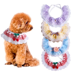 Pet Neckerchief Cute Lace Saliva Towel Bib Cat Dog Neck Scarf Bandana Colla ❥ - Picture 1 of 18