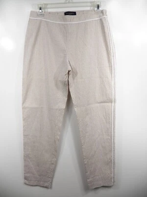 PIAZZA SEMPIONE WOMENS 42 30 X 26 PANTS BEIGE WHITE SEERSUCKER LUX MADE IN ITALY - Image 1 of 4