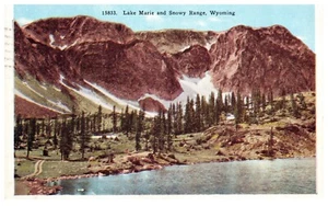 Vintage Lake Marie and Snowy Range, Wyoming Postcard. BPC - Picture 1 of 2