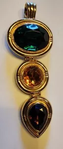 Collana Vintage Sandra Miller Tane SMB Tono Oro Triplo Gioiello Slider - Foto 1 di 4
