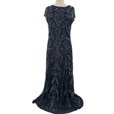 Pisarro Nights Women's Illusion Beaded Cold Shoulder Mesh Gown Size 8 NWT - Image 1 of 4