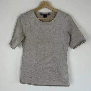 T-shirt vintage Ralph Lauren etichetta nera metallizzata - M - Foto 1 di 5