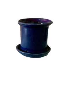 KERAMIK TOPF BONSAI ORCHIDEE SUKKULENTE CATUS PFLANZEN aufgesetzte UNTERTASSE ABFLUSSLOCH BLAU - Bild 1 von 4