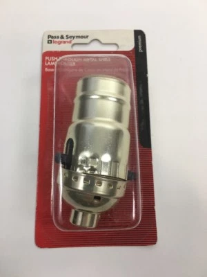 PASS & SEYMOUR Brass Finish Push Through Metal Shell Lamp Holder 6098PGBPCC5 - Image 1 of 4