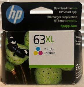 HP 63 XL Trójkolorowy oryginalny wkład atramentowy do drukarki - zapieczętowany - wygasa 2024 - Zdjęcie 1 z 4