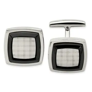 Stainless Steel Polished Black IP-plated Cufflinks - Picture 1 of 3