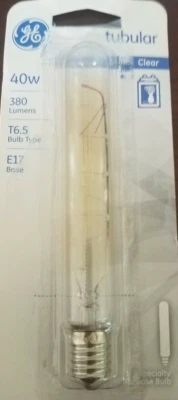 GE Lighting 1429142 T6-1/2 E17 Base Tubular Refrigerator Appliance Bulb-NEW - Image 1 of 2