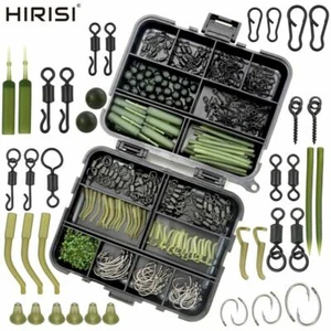 420x Carp Fishing Tackle Kit Box Swivels Snaps Rubber Anti Tangle Sleeves Hook - Picture 1 of 8