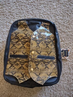 APC Brown & Black Leather Backpack Shoulder Bag Convertible Unique Tuxedo Design - Image 1 of 4