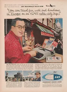 Sistema Scandinavian Airlines 1959 anuncio impreso vintage años 50 máquina de escribir Londres París - Imagen 1 de 1