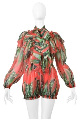 DOLCE & GABBANA ROJO ORGANZA FLORAL MAMELUCO CON VOLANTES 2018 Foto 1 de 4