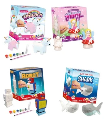 Paint Your Own Money Box Ceramic DIY Novelty Piggy Banks Saving Childrens Craft - Image 1 of 4