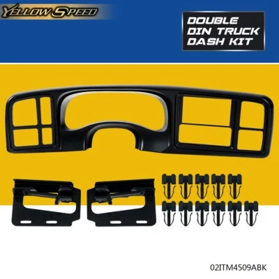 Double DIN Truck Dash Kit Fit For Chevy Silverado GMC Sierra 1999-2002 Black  - Image 1 of 4