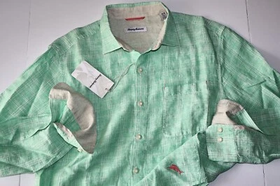 Tommy Bahama Shirt Ventana Plaid Embossed Spring Green ST325395 LS New Medium M - Image 1 of 4