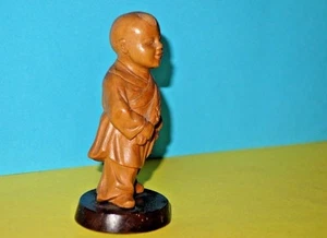 ANTIQUE VTG CULTURE REVOLUTION CHINESE WOODEN CARVED STATUE WOOD CHILD - SIGNED - Picture 1 of 12