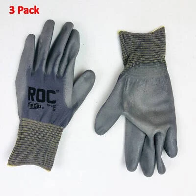 Guantes de trabajo recubiertos de palma extra pequeños XS poliuretano PU nailon carcasa calibre 15 paquete de 3 Foto 1 de 4