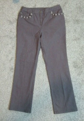  RUBY RD Jeans Women's 1930 Straight Leg Boot Cut Brown Embellished Pants Sz 8 - Image 1 of 4