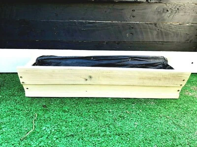 Wooden Planter Trough Planting Box Reclaimed Timber 60cm Length Window Box  - Image 1 of 4