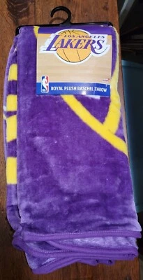 NBA Los Angeles Lakers Royal Plush Raschel Throw Blanket 50"x60" Super Soft NEW - Image 1 of 4