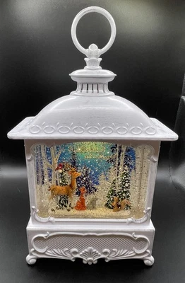 Barril de galletas iluminado Navidad bosque animales brillo linterna brillante  Foto 1 de 4